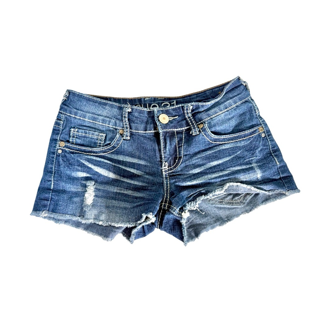 Rue21 Blue Distressed Jean Shorts size 1/2